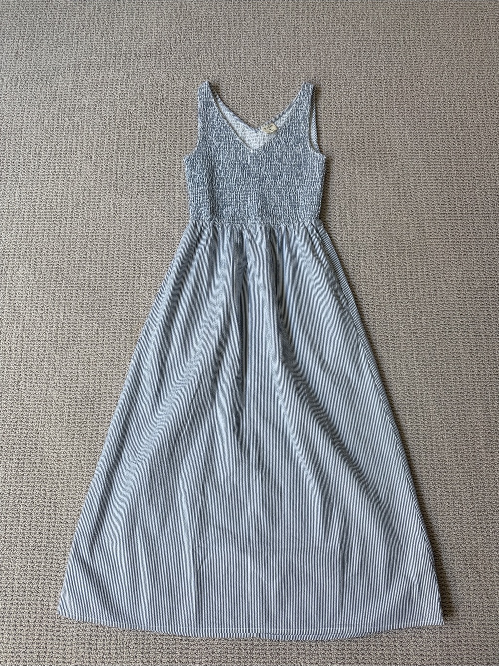 Marea by Liz Joy Light Blue and White Striped Maxi Dress